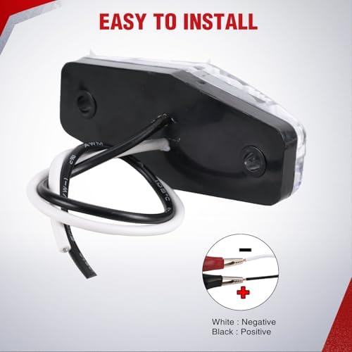 Nilight 2.5" Oval Side Marker Light, White Lens Red LED,Waterproof