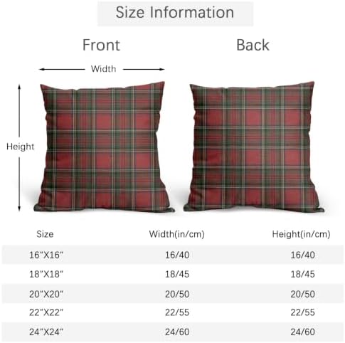 Christmas Throw Pillow Covers 16x16 Set of 2 Winter Red Green Plaid - Image 5