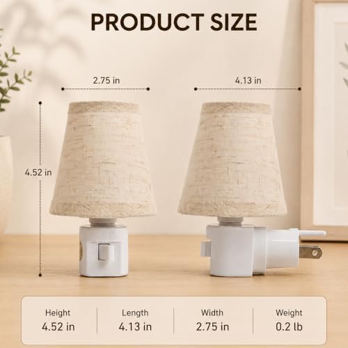Plug in Night Light with Linen Fabric Shade, 27LM Warm White, Manual On/Off - Image 5