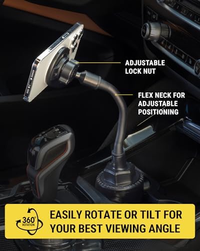 Scosche MagicMount™ SMSCUP Magnetic Cup Holder Phone Mount with Adjustable Gooseneck and Magnet Head, MagSafe Phone Holder for Car Compatible with iPhone 16 15 14 13 12 Series, Mag Safe Case & Android