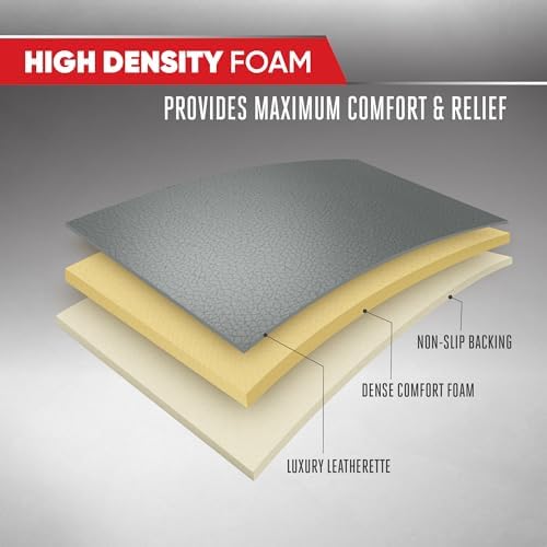Motor Trend Seat Covers for Cars Trucks SUV, Faux Leather 2-Pack Gray Padded Car Seat Covers with Storage Pockets, Premium Interior Seat Cover