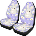 Rabbit Car Seat Covers Universal Accessories 2 Pcs Set, Kawaii Daisy Cartoon Bunny Car Accessories for Auto Trucks Van SUV, Rural Flower Field Auto Interior Protector Set