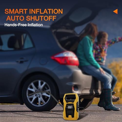 Nilight AC/DC Tire Inflator 110V/12V 150PSI Auto Shutoff Dual Power Supply