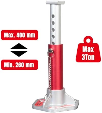 Big RED 3 Ton Aluminum Jack Stands, for Cars, ATV's and UTV's, with 6 Locking Support Pins, Red/Silver, 2 Pack - Image 2