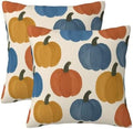 Boho Fall Pumpkin Throw Pillow Covers 18x18 Set of 2, Vintage Rustic by KiuLoam