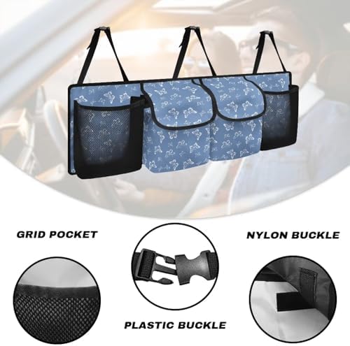 Butterfly Print Car Trunk Organizer with 4 Pockets Foldable Car Backseat Storage Bag Universal Detachable Auto Accessories for SUV Hatchback Crossover Minivan