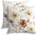 KiuLoam Rustic Floral Pillow Covers 24x24 Inch Set of 2, Gray Brown Watercolor Flower Farmhouse Decorative Throw Pillows, Neutral Outdoor Square Cushion Cases for Sofa Couch Bed Home Decor by KiuLoam