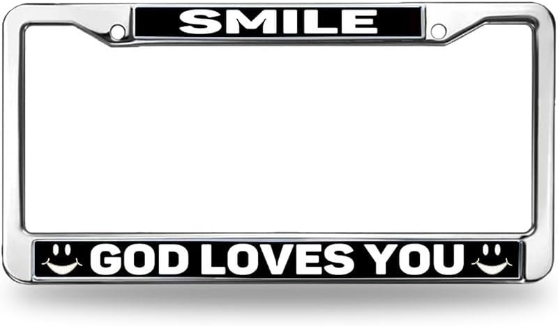 God Loves You License Plate Metal Frame God Christian Bible Black Car Chrome License Plate Frame