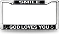 God Loves You License Plate Metal Frame God Christian Bible Black Car Chrome License Plate Frame