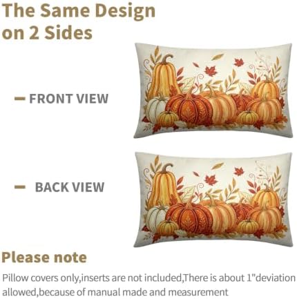 Fall Pumpkin Pillow Covers 12x20 Set of 2 Vintage Burnt Orange Maple Leaves Outdoor Throw Pillows Covers Autumn Thanksgiving Cream Farmhouse Decorative Farmhouse Cushion Case for Room Couch Sofa - Image 6