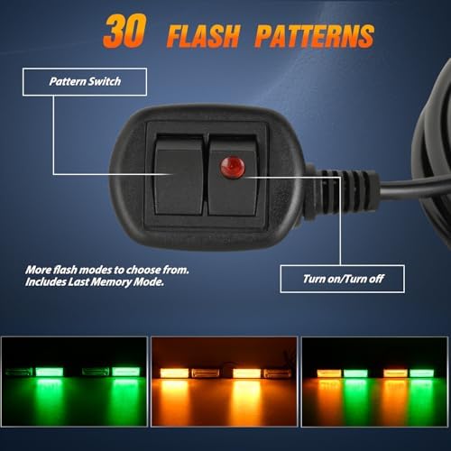 Nilight 40LED Amber Green Emergency Strobe Traffic Advisor Light Bar with Suction Cups Dash Safety Warning Hazard Flashing Lights Interior Front/Rear Windshield for Trucks Construction Vehicles