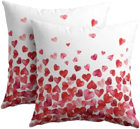 Valentines Day Throw Pillow Covers 20x20 Set of 2 Pink Red Love Heart - Image 2
