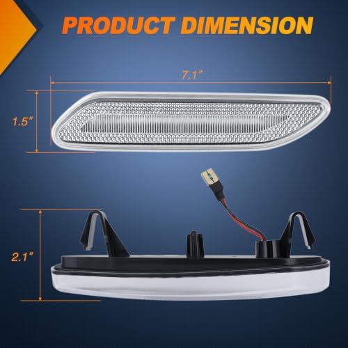 Nilight Fender Side Marker Lights 2PCS for 2011-2016 MINI Cooper R60