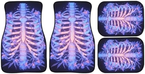 Floral Ribcage Skeleton Car Mats Set