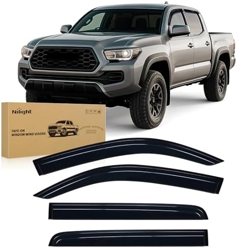 Nilight Tape-On Window Visors for Tacoma Double Cab 2016-2023, 4PCS