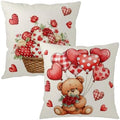 Valentines Day Throw Pillow Covers 18x18 Set of 2 Plaid Heart Balloon by Trongr