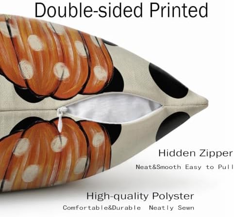 Fall Pillow Covers 20x20 Set of 2, Thanksgiving Orange Pumpkin Sunflower Polka Dot Decorative Throw Pillow Cases Autumn Harvest Outdoor Seasonal Farmhouse Decor for Sofa Couch Bed - Image 5