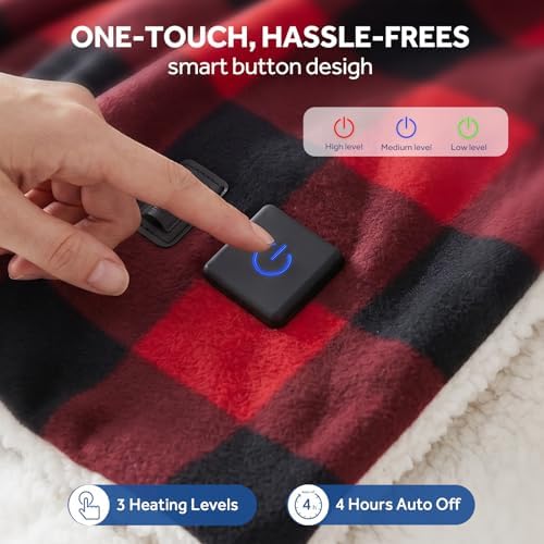 Sealy 12-Volt Electric Portable Heated Car Blanket, 59"x43", Red Plaid