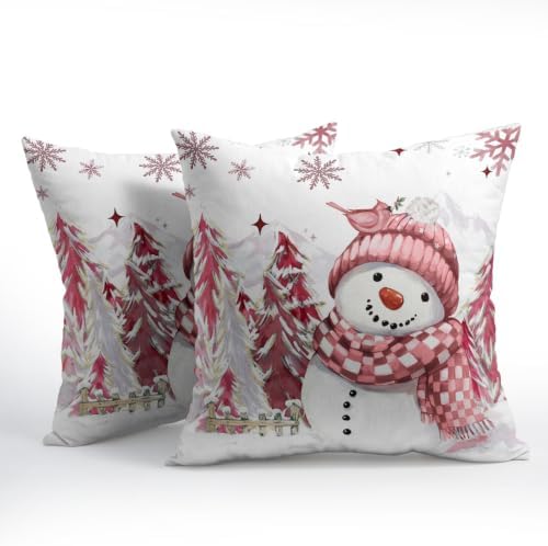 Merry Christmas Snowman Pillow Covers 22x22 Set of 2 Highly Absorbent - Image 2