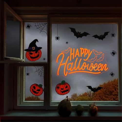 Happy Halloween Neon Sign, Bat Halloween LED Light, 16.7"x9.8" - Image 4
