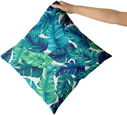 Sweetshow Tropical Leaves Pillow Covers 12x12 Inch Summer Decorative Green Palm Leaf Throw Pillow Covers Set of 2 Soft Cotton Pillow Case Square Cushion Covers for Home Couch Sofa Patio Bedroom - Image 4