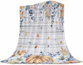 DecorLovee Orange Blue Fall Blanket 60"x80", Reversible Thanksgiving Botanical Throw Blanket for Couch/Bed, Floral Vintage Lightweight Soft Throw Blankets for Men, Warm Fuzzy Blankets for Winter by DecorLovee