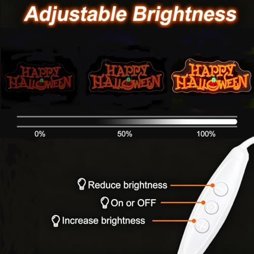 Happy Halloween Neon Sign UV Pumpkin Halloween LED Light, 16.9"x7.3 - Image 6