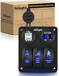Nilight 3 Gang Rocker Switch Panel SPST On Off 12 Volt Toggle Blue