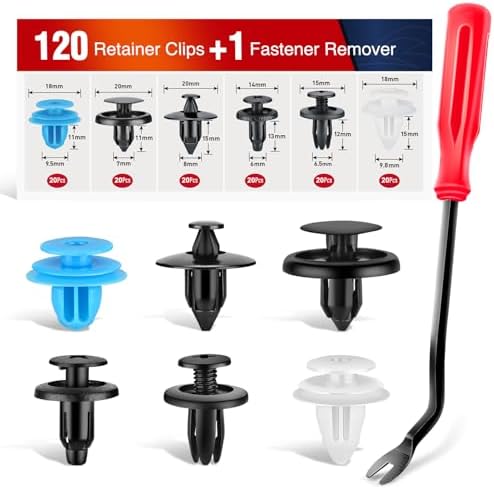 Nilight 121PCS Car Bumper Retainer Clips 6mm 6.5mm 7mm 8mm 9.5mm 9.8mm Expansion Screws Replacement Kit Door Trim Panel Clips Bumper Push Rivet Clips for Toyota Honda GM Mazda