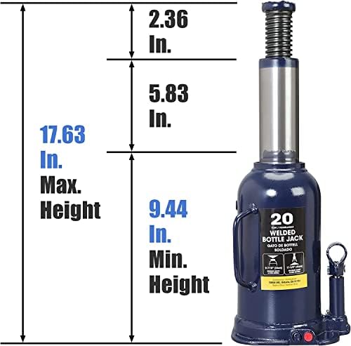 Big RED 20 Ton (40,000 LBs) Torin Welded Hydraulic Car Bottle Jack for Auto Repair and House Lift, Blue, AT92003UR - Image 2