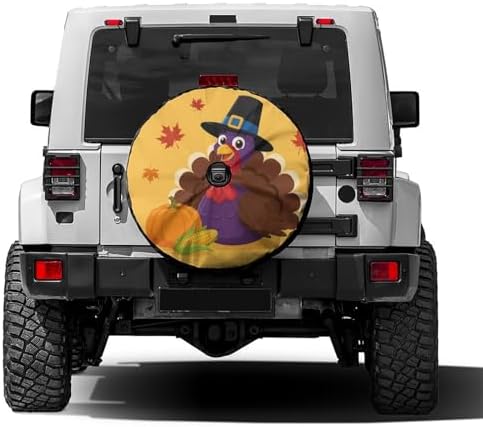 Delerain Spare Tire Cover with Backup Camera Hole Pumpkin and Turkey Wheel Covers Sun Protection Waterproof for Jeep Truck RV Trailer SUV and Many Vehicle (14 Inch for Diameter 23"-27") by Delerain