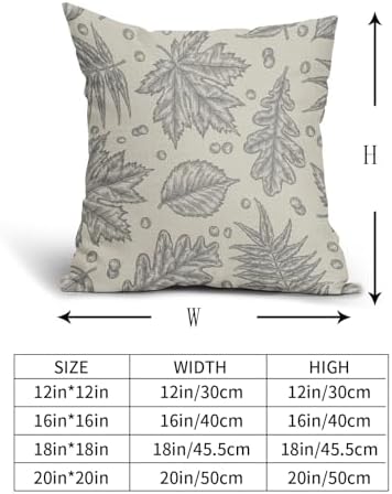 Grey Gray Fall Pillow Covers 16x16 Set of 2 Cream Maple Leaf Print Autumn Colored Harvest Decorative Outdoor Pillowcases Farmhouse Seasonal Throw Cushion Case Decor for Home Couch Sofa Bed - Image 5
