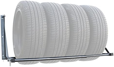 MaxxHaul Adjustable Wall Mount Folding Tire Rack – 32 to 48 Inch Width – 300 lb Capacity – Heavy Duty Steel Garage Tire Storage Holds 4 Tires – 70489 - Image 2