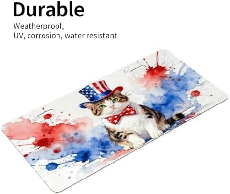 American Flag Cat Front License Plate Car Decorative License Plates