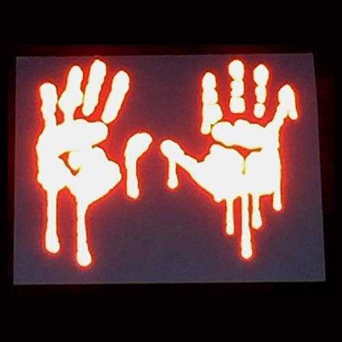 customTAYLOR33 High Intensity Grade Reflective Bloody/Dripping Hands Decals for Helmets, Windscreens, Rear Windows, Bumper Stickers (3 inches Height, Red)