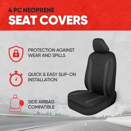 Motor Trend SpillGuard 2 Charcoal Gray Seat Covers for Cars & Seat Covers for Trucks - Neoprene Waterproof Car Seat Covers Front Seats Only - SUV Seat Covers Protector - Forros para Asientos de Carro