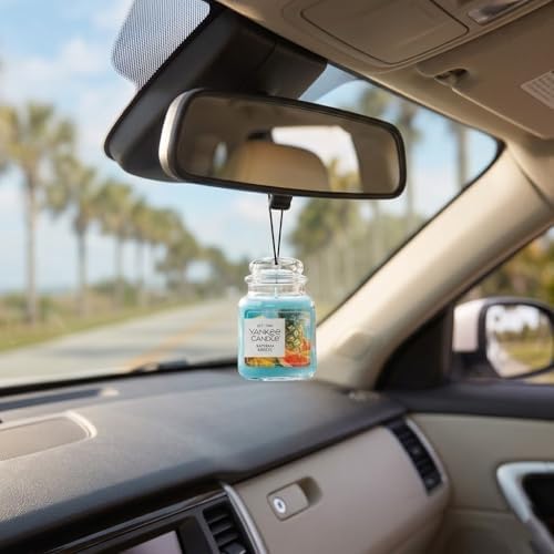 Yankee Candle Car Jar Ultimate Air Freshener, Hanging Car Freshener, Long Lasting Car Fragrance (Bahama Breeze)