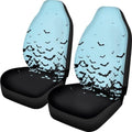 Aqua Black Bat Halloween Print 2 PCS Cool Graphic Car Seat Covers Unique Print Front Auto Seat Cover,Car Bucket Seats Protector Covers Universal fit for SUV Sedan Van