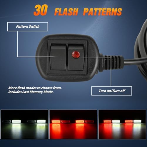 Nilight 40LED Red White Emergency Strobe Traffic Advisor Light Bar with Suction Cups Dash Safety Warning Hazard Flashing Lights Interior Front/Rear Windshield for Trucks Construction Vehicles