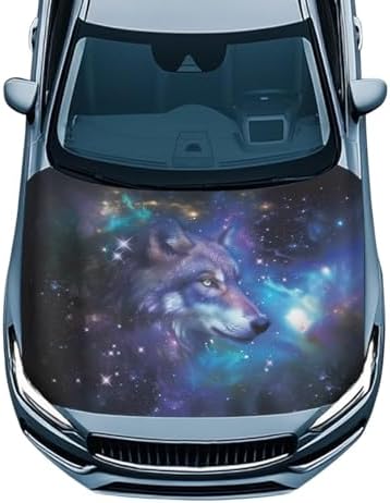 Galaxy Wolf Print Car Hood Cover Sunshade Windshield Hood All Season Protection Outdoor Foldable Protective Cover, Universal for Cars