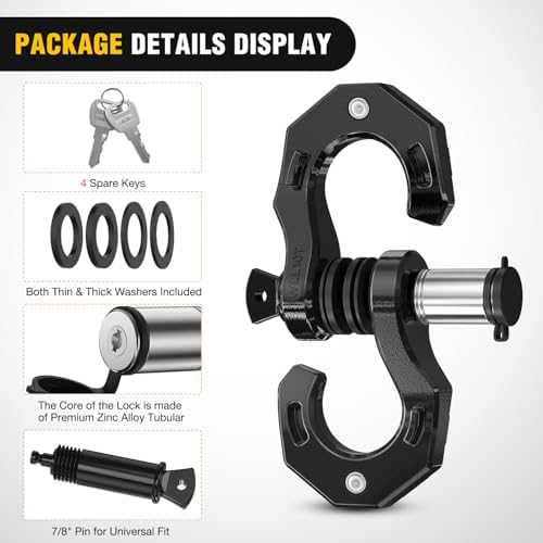 Nilight 2 Pack 3/4" D-Ring Separate Shackle 45,000 Lbs Break Strength | Includes 7/8" Lock Pin, Isolators and Washers Off Road Recovery, for Tow Strap Winch Truck Vehicle Black