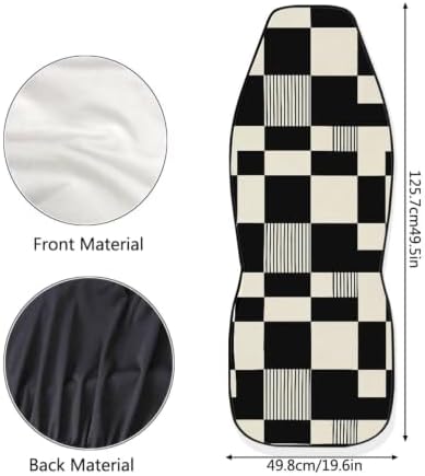 Checkered Stripe Print Car Seat Covers Set of 2 Black and White Universal Seat Protector for SUV Truck Van Cars, Breathable Auto Seat Protectors for Women Men