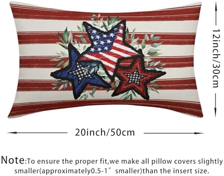 4th of July Pillow Covers 12x20 Set of 2, Patriotic Throw Pillow Covers Independence Memorial Day Pillowcase, Summer Stripes Decorative Fourth of July Cushion Case Couch for Indoor Outdoor Home Decor - Image 4