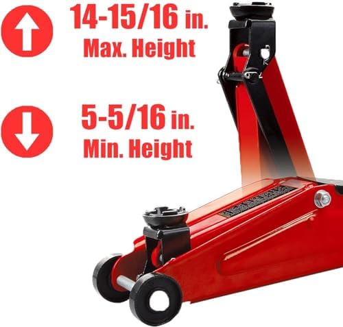 Big RED 2.5 Ton Low Profile Floor Jack, Portable Hydraulic Trolley Floor Service Jack with Blow Mold Carrying Storage Case, Red - Image 2