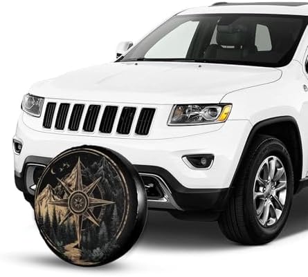 Retro Compass Spare Tire Cover Wheel Protectors Weatherproof Sun Protection Covers Universal for SUV Jeep Travel Trailer 15"