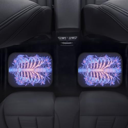 Floral Ribcage Skeleton Car Mats Set