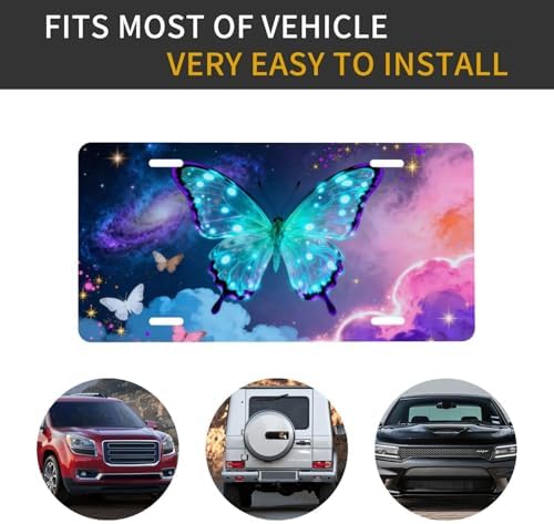 Butterfly Colorful Cute Front License Plate 6" * 12" for Women