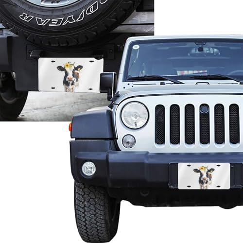 Cow Flower Crown Front License Plate 6" * 12" for Women