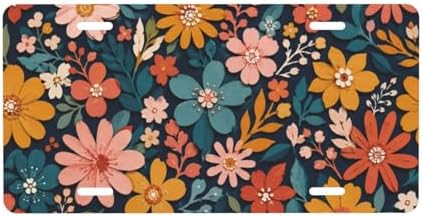 Flower Floral License Plate - 6x12 Inch Aluminum Novelty Decorative Vanity Metal Front Car Plate for Women Men by Unknown