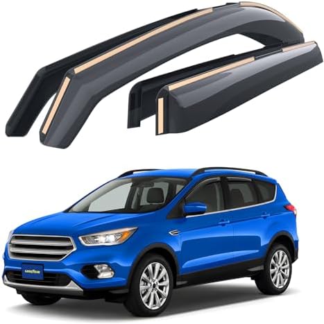 Goodyear Shatterproof in-Channel Window Deflectors for Ford Escape 2013-2019, Rain Guards, Window Visors for Cars, Vent Deflector, Car Accessories, 4 pcs - GY008477